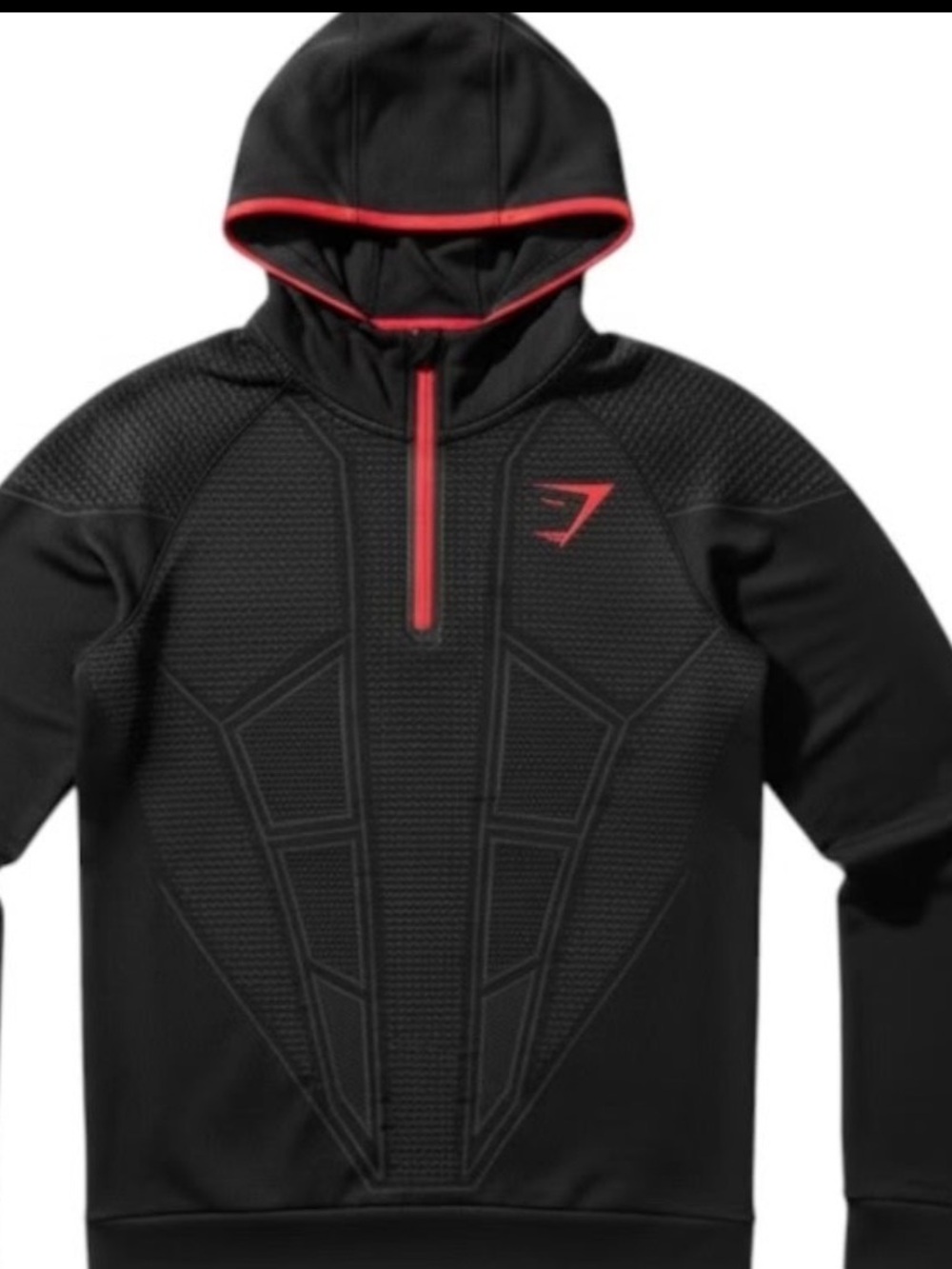 Gymshark Onyx V1 Black Hoodie with Red Trim